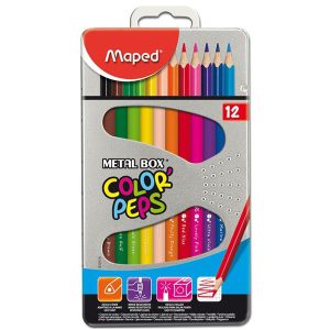 مداد رنگی 12 رنگ مپد مدل Color Peps جعبه فلزی