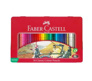 مداد رنگی 36 رنگ فابر کاستل جعبه فلزی